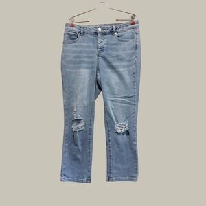 A Beautiful Soul Jeans Womens 12 Blue Distressed Straight Leg High Rise Stretch